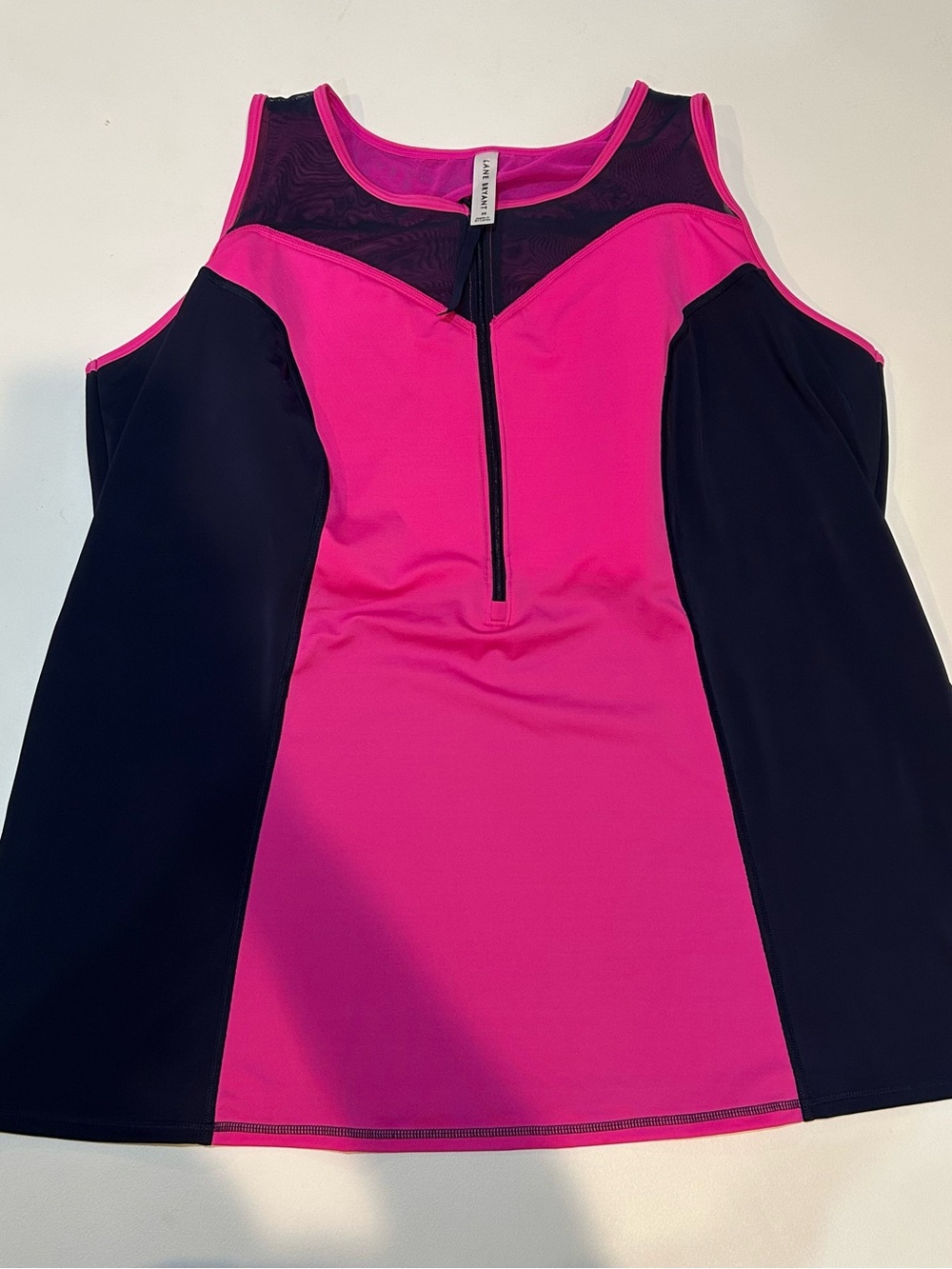 Lane Bryant Navy & Hot Pink Athletic Swim Tank Top with Built‑In Bra Size 26